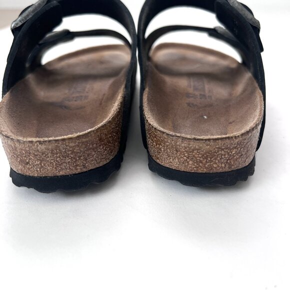 Birkenstock Size 37 Womens Sandals Dark Blue Double Buckles Slip On Footbeds - Picture 5 of 8